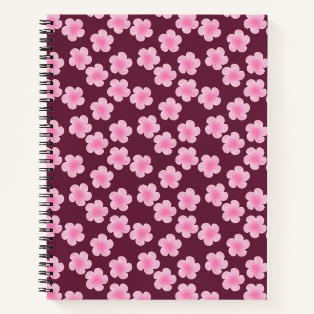 Cuaderno Patrón sin foco de flor rosada frangipani (Anverso)