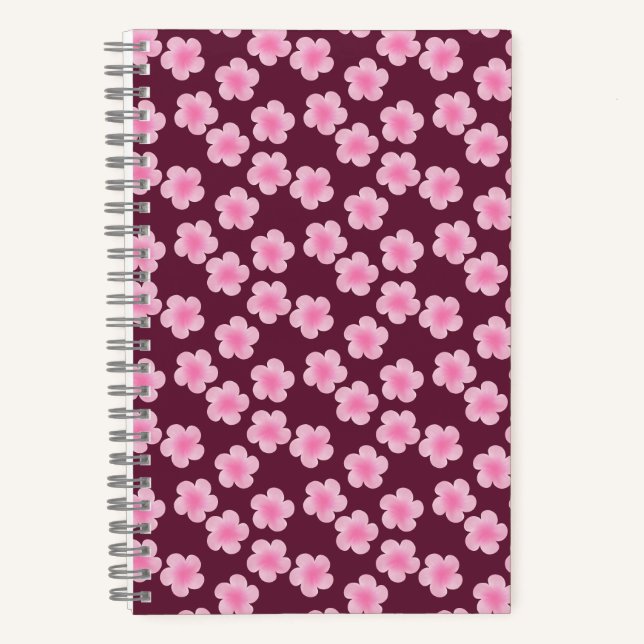 Cuaderno Patrón sin foco de flor rosada frangipani (Anverso)