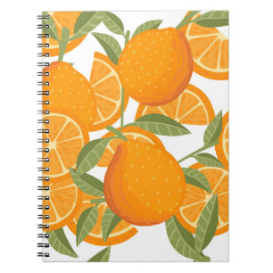 Cuaderno Patrón sin foco de fruta cítrica naranja amarilla 