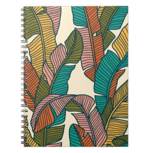 Cuaderno Patrón sin foco de hojas de palmeras tropicales