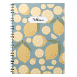 Cuaderno Patrón sin foco de limón amarillo personalizable