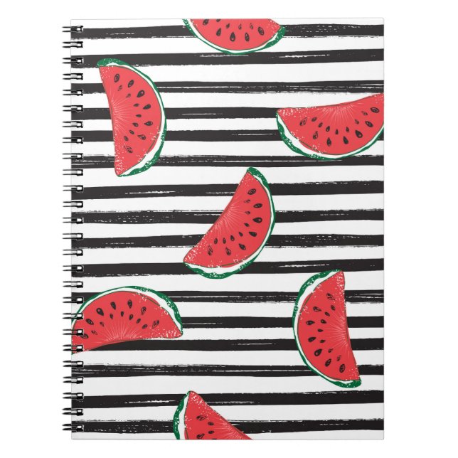 Cuaderno Patrón sin foco de melón de agua rayado (Frente)