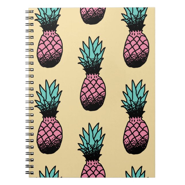 Cuaderno Patrón sin foco de piña dibujada a mano linda (Frente)