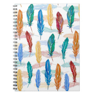Cuaderno Patrón sin foco de plumas brillantes pintadas en l