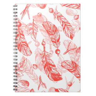 Cuaderno Patrón sin foco de plumas rojas
