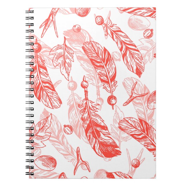 Cuaderno Patrón sin foco de plumas rojas (Frente)