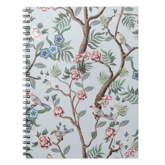 Cuaderno Patrón sin foco en estilo chinoiserie con peonías (Frente)