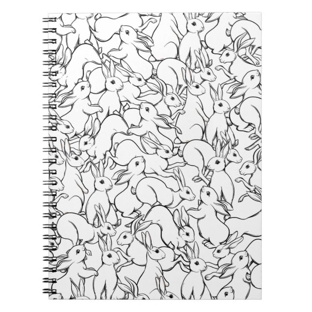 Cuaderno Patrón sin foco, fondo con conejos lindos, ja (Frente)