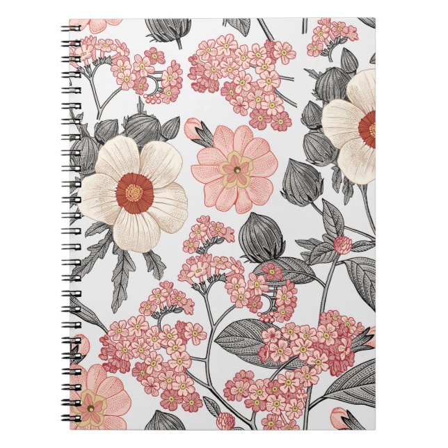 Cuaderno Patrón sin foco. Hermoso reino floreciente de tela (Frente)