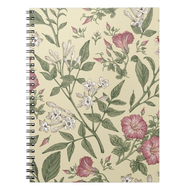 Cuaderno Patrón sin foco. Hermoso reino floreciente de tela (Frente)