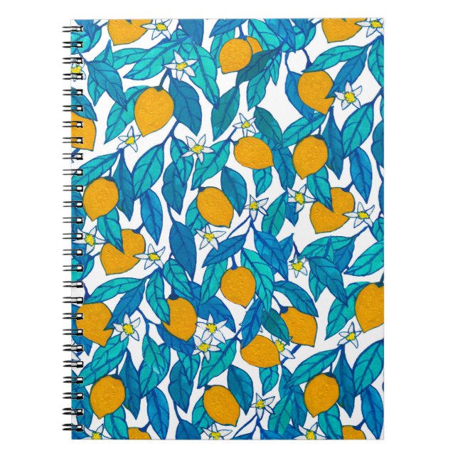 Cuaderno Patrón sin foco. Limón en flor. Flores neroli.  (Frente)