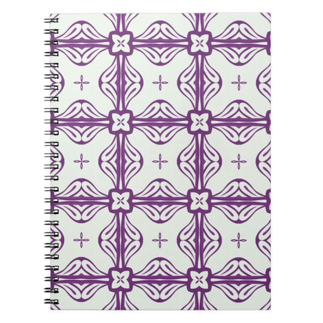 Cuaderno Patrón sin foco morado y blanco (Frente)