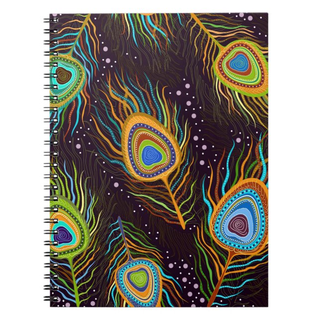 Cuaderno Patrón sin foco "plumas de pavo real" (Frente)