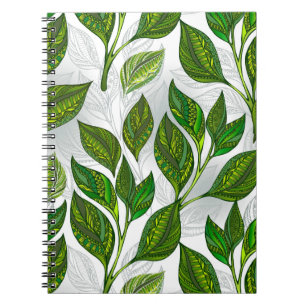 Cuaderno Patrón sin inconvenientes con hojas de té verdes