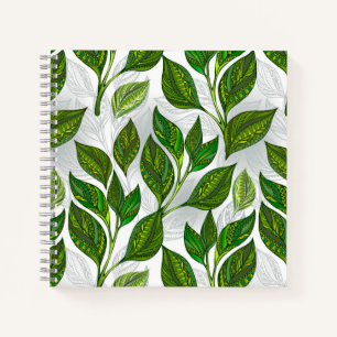 Cuaderno Patrón sin inconvenientes con hojas de té verdes