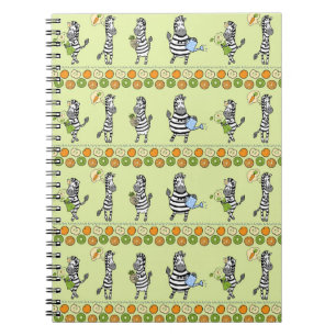 Cuaderno Patrón sin mar de cebras y frutas