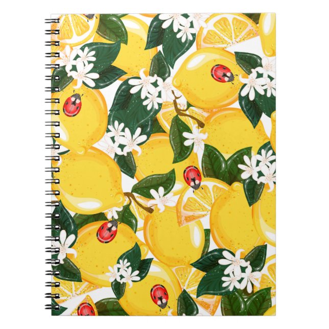 Cuaderno Patrón sin problemas con frutas tropicales de limó (Frente)