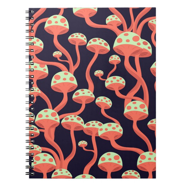 Cuaderno Patrón sin problemas de hongos de gráficos de vint (Frente)