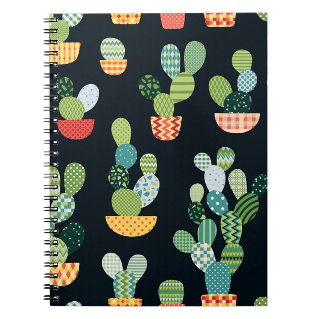 Cuaderno Patrón sin problemas de las plantas de cactus (Frente)