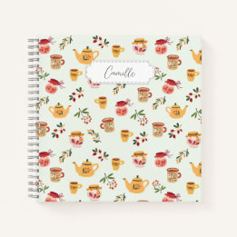 Cuaderno Patrón sin problemas de tiempo de té en personaliz
