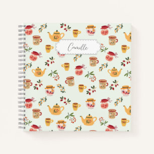 Cuaderno Patrón sin problemas de tiempo de té en personaliz