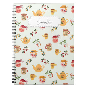 Cuaderno Patrón sin problemas de tiempo de té en personaliz