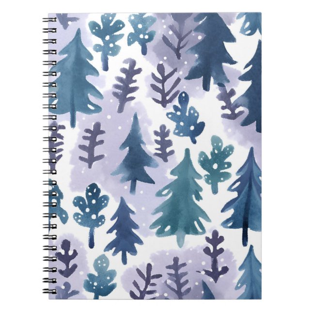 Cuaderno Patrón sin problemas del bosque acuático (Frente)