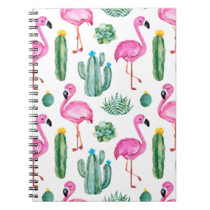 Cuaderno Patrón sin soldadura con cactus de acuarela verde,