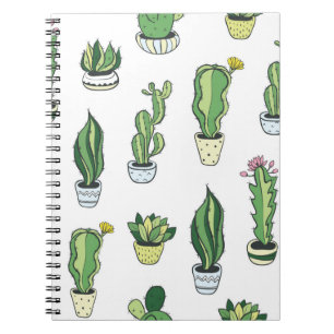 Cuaderno Patrón sin soldadura con cactus verdes y suculent