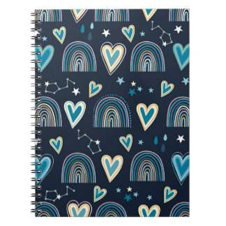Cuaderno Patrón sin soldadura con corazones, arcos y celest