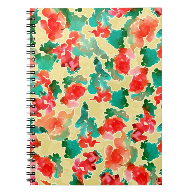 Cuaderno Patrón sin soldadura con flores abstractas dibujad (Frente)