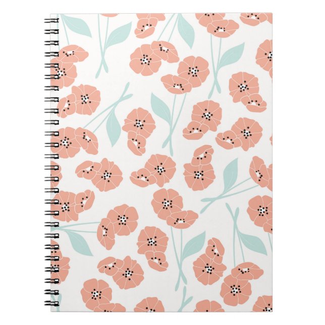 Cuaderno Patrón sin soldadura con flores y elementos floral (Frente)