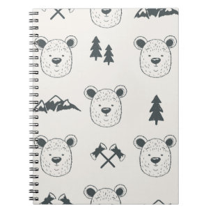Cuaderno Patrón sin soldadura con linterna de cabeza de oso