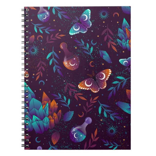 Cuaderno Patrón sin soldadura con mariposa espacial, crista (Frente)