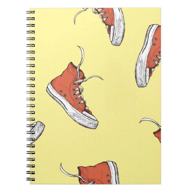 Cuaderno Patrón sin soldadura con zapatillas rojas vintage, (Frente)