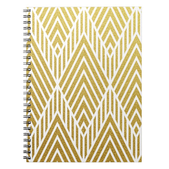 Cuaderno Patrón sin soldadura de brillo de oro geométrico (Frente)