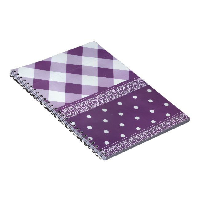 Cuaderno Patrón sin soldadura de Damasco a cuadros púrpura  (Lado Derecho)