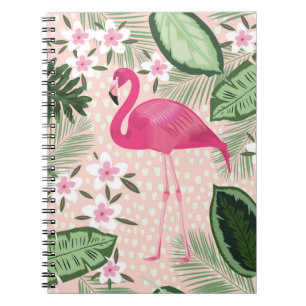 Cuaderno Patrón sin soldadura de flamingo y palmeras