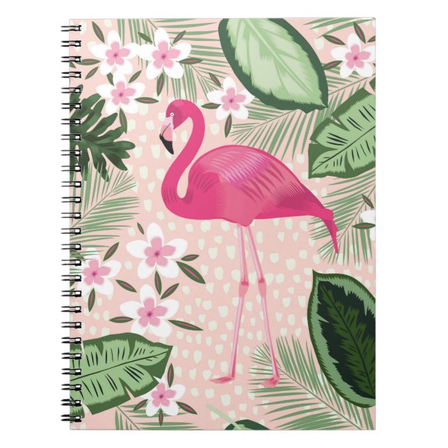 Cuaderno Patrón sin soldadura de flamingo y palmeras (Frente)