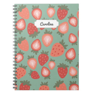 Cuaderno Patrón sin soldadura de fresa roja de personalizab