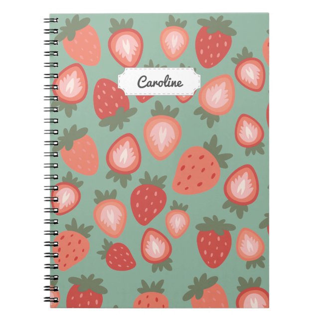 Cuaderno Patrón sin soldadura de fresa roja de personalizab (Frente)