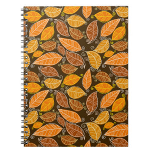 Cuaderno Patrón sin soldadura de hojas de otoño, fondo vi