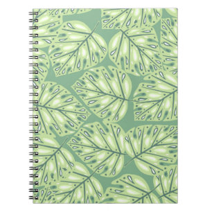 Cuaderno Patrón sin soldadura de la jungla botánica en verd