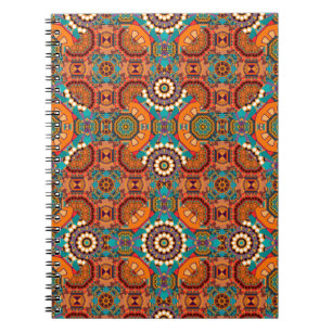Cuaderno Patrón sin soldadura de mandalas pintadas en marró