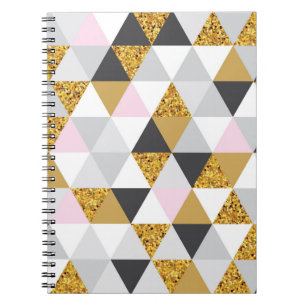 Cuaderno Patrón sin soldadura de mármol geométrico de oro