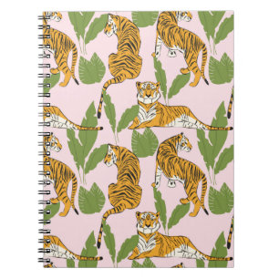 Cuaderno Patrón sin soldadura de tigre dibujado a mano, gat
