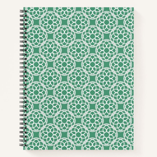 Cuaderno Patrón sin soldadura geométrica verde esmeralda (Anverso)