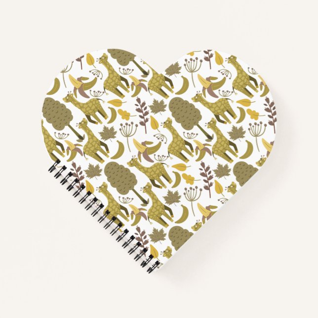 Cuaderno Patrón sin soldadura Giraffe amarillo fondo blanco (Anverso)