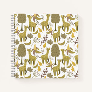 Cuaderno Patrón sin soldadura Giraffe amarillo fondo blanco