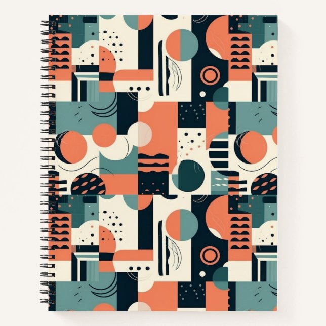Cuaderno Patrón sin soldadura mínimo abstracto - Geométrico (Anverso)
